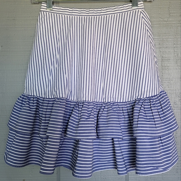 J. Crew Striped Ruffle Skirt. Size 00 - Picture 2 of 8